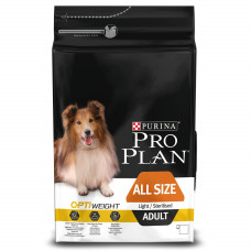 Сухой корм Purina Pro Plan для склонных к избыточному весу и/или стерилизованных взрослых собак всех пород с комплексом OPTIWEIGHT с курицей и рисом, пакет, 3 кг