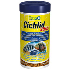 Сухой корм для всех видов цихлид и других крупных декоративных рыб Tetra Cichlid Sticks, для усиления натуральной окраски, палочки, 250 мл