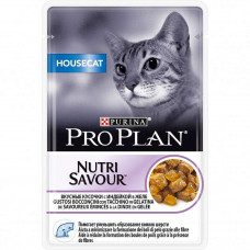 Влажный корм для кошек Pro Plan Nutrisavour Housecat, с индейкой, 85 г (кусочки в желе)