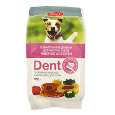 Лакомство для собак Titbit Жевательные дольки Dent, мясное ассорти, 100 г