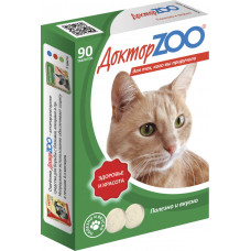 Добавка в корм для кошек Доктор ZOO Здоровье и красота, с L-карнитином и таурином, 90 таб.