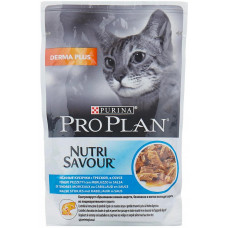 Влажный корм для кошек Pro Plan Nutrisavour Derma Plus, с треской, 85 г (кусочки в соусе)