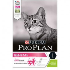 Сухой корм для взрослых кошек с чувствительным пищеварением Pro Plan Delicate, с высоким содержанием ягненка