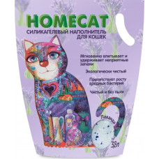Наполнитель для кошачьих туалетов HomeCat Лаванда, силикагелевый, с ароматом лаванды, 3,8 л, 1.8 кг