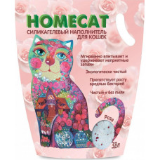 Наполнитель для кошачьих туалетов HomeCat Роза, силикагелевый, с ароматом розы, 3,8 л, 1.8 кг