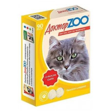 Добавка в корм Доктор ZOO для кошек Со вкусом сыра и биотином 90 таб.