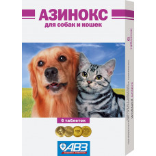 Таблетки Агроветзащита Азинокс для собак и кошек антигельминтик 6таб*100, 10 гр.