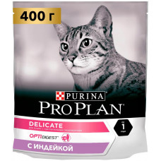 Сухой корм для кошек старше 7 лет Pro Plan Delikate Optirenal, с чувствительным пищеварением или особыми предпочтениями в еде, с высоким содержанием индейки, 400 г