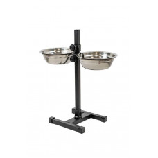 Металлическая регулируемая подставка с мисками для домашних животных d 20 см 2х1 л до 40 см HOMEPET