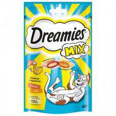 Лакомство Dreamies Mix, с лососем и сыром, для взрослых кошек, 60 г