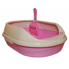 Туалет для кошек Homecat, овальный, с совком в комплекте, розовый,  43х31х16 см