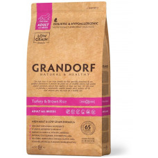 Сухой корм для собак Grandorf гипоаллергенный, при чувствительном пищеварении, индейка, с коричневым рисом, 1 кг