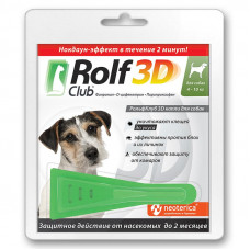 ROLF CLUB 3D капли для собак 4-10кг от клещей, блох и комаров