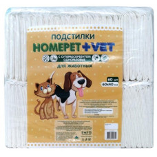 Пеленки для животных HOMEPET VET, впитывающие гелевые, 60х40 см, 30 шт. в упаковке