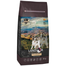 LANDOR Полнорационный сухой корм для взрослых собак мелких пород утка с рисом, 3 кг