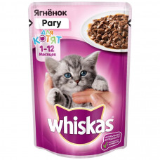 Корм влажный Whiskas, рагу с ягненком для котят, 75гр