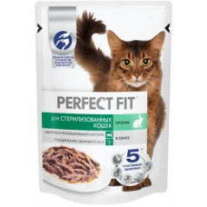 Perfect Fit влажный корм для стерилизованных котов и кошек, с кроликом в соусе, 75 гр.
