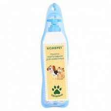 Поилка портативная для животных Homepet, 6,5 х 26,5 х 24,5 см, голубая, 500 мл