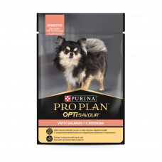 Влажный корм Pro Plan® для взрослых собак с чувствительным пищеварением, с лососем в соусе, пауч, 85 г