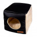 Лежак для животных Xody Куб №2, кожа черная/мех бежевый, 35*35*35 см.