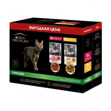 PURINA Pro Plan Влажный корм для стерилизованных кошек с курицей и уткой в соусе, 10х85г