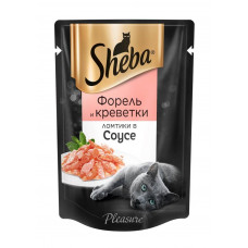 Консервы для кошек Sheba Pleasure, с форелью и креветками, 85 (пауч)