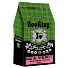 Сухой корм для взрослых собак мини пород ZooRing MINI Active Dog, мясо молодых бычков и рис (без пшеницы), 10 кг