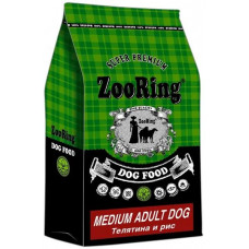 Сухой корм для молодых и взрослых собак всех пород ZooRing Medium Adult Dog, телятина и рис, 10 кг