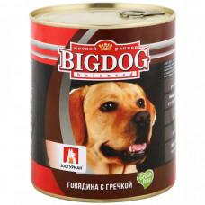 Корм влажный для собак Зоогурман Big Dog, с говядиной и гречкой, 850 г