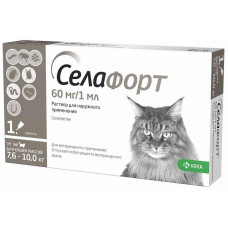 Капли для кошек весом от 7,6 до 10 кг KRKA Селафорт 60 мг, пипетка 1 мл