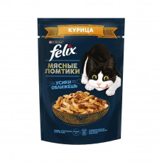 Влажный корм для взрослых кошек Felix Мясные Ломтики, с курицей, Пауч, 75 г