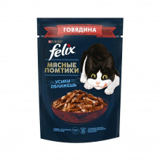 Влажный корм для взрослых кошек Purina Felix Мясные Ломтики, с говядиной, Пауч, 75 г