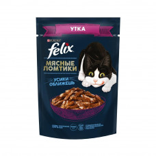 Влажный корм для взрослых кошек Purina Felix Мясные Ломтики, с уткой, пауч, 75 г