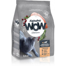 Сухой полнорационный корм для взрослых стерилизованных кошек и котов AlphaPet WOW Superpremium, c цыпленком, 350 г