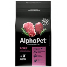 Корм сухой для взрослых кошек и котов AlphaPet Superpremium, с говядиной и печенью, 400 г