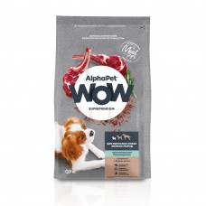 Сухой корм для взрослых собак мелких пород AlphaPet WOW Superpremium, с чувствительным пищеварением, с ягненком и бурым рисом, 900 г