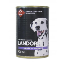 Полнорационный влажный корм для собак всех пород LANDOR, индейка с черникой, 400 г