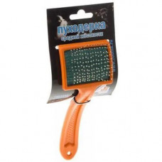 Пуходерка пластмассовая Зооник, средняя, с каплей средней жесткости на блистере