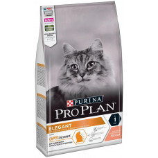 Сухой корм для взрослых кошек Pro Plan Elegant, для вывода шерсти, для здоровья кожи и блеска шерсти, с лососем, 1.5 кг