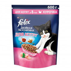 Сухой корм для котят Felix® Двойная Вкуснятина, c курочкой, пакет, 600 г