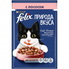 Влажный корм для взрослых кошек Felix® Природа вкуса, с лососем, пауч, 85 г
