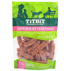 Нарезка из телятины для собак всех пород Titbit, XXL выгодная упаковка, 300 г