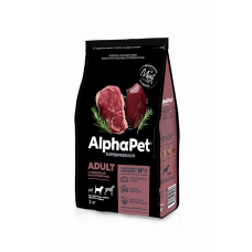 AlphaPet Superpremium сухой полнорационный корм для взрослых собак средних пород с говядиной и потрошками 