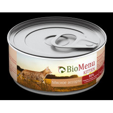 Консервы для котят BioMenu Kitten, паштет мясное ассорти, 95% мясо, 100 г