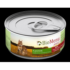 Консервы для кошек BioMenu Adult Мясной паштет, с Кроликом, 95% мясо, 100 г