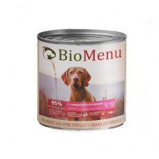 Консервы BIOMENU ADULT для взрослых собак с тушеной говядиной и ягненком (750 гр)