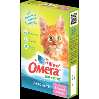 Витамины для котят Омега Nео+ Веселый малыш, с пребиотиком и таурином, 60 таб