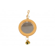 Зеркало для птиц HOMEPET, с колокольчиком, круглое, малое, бежевое 7 см х 13 см