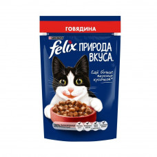 Влажный корм для взрослых кошек Felix Природа вкуса, с говядиной в соусе, 75 г