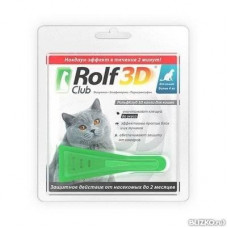 ROLF CLUB 3D Капли от блох и клещей для кошек от 4кг